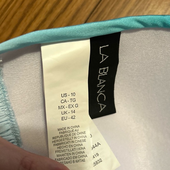 NWT La Blanca Ocean Halter Bikini Top Turquoise Ombre Size 10 - Picture 5 of 5